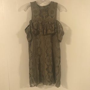 Boutique Lace Forest Green Cold Shoulder Dress
